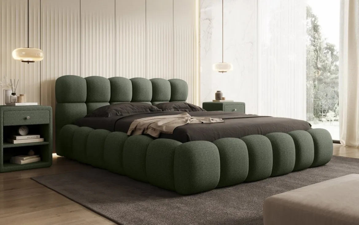 Designer Polsterbett Boston Bouclé mit Stauraum