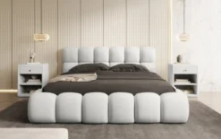 Designer Polsterbett Boston Bouclé mit Stauraum