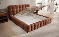 Designer Polsterbett Calimo in Cord mit Stauraum