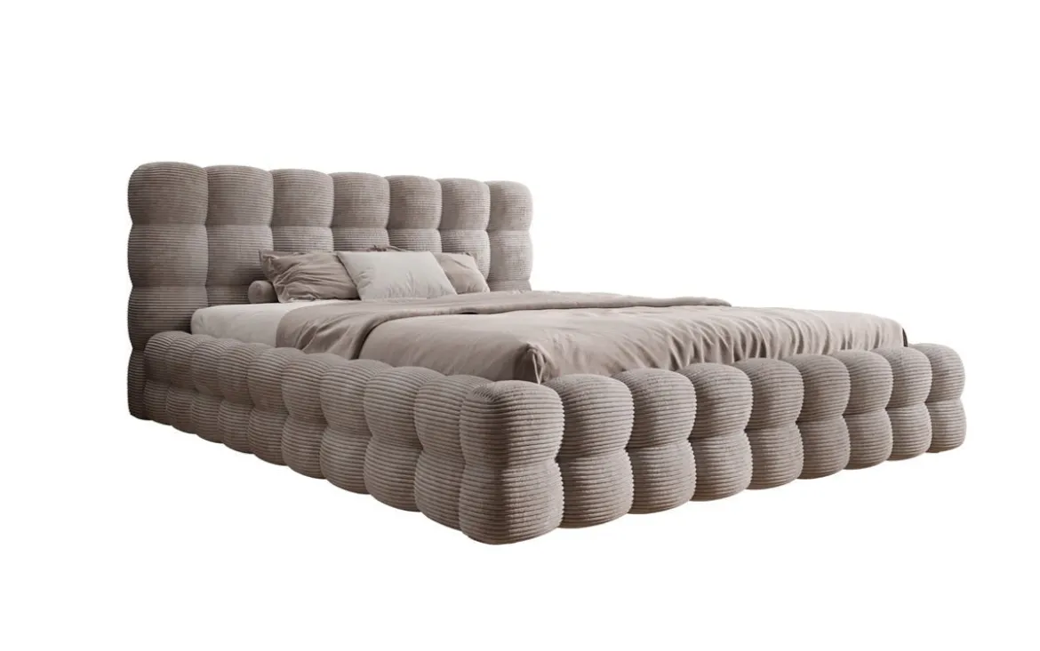 Designer Polsterbett Calimo in Cord mit Stauraum
