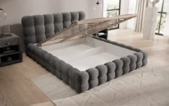 Designer Polsterbett Calimo in Cord mit Stauraum
