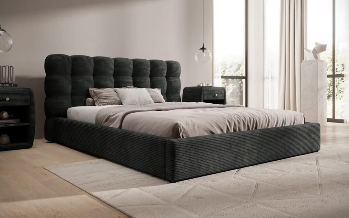 Designer Polsterbett Calivo in Cord mit Stauraum