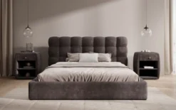 Designer Polsterbett Calivo in Cord mit Stauraum