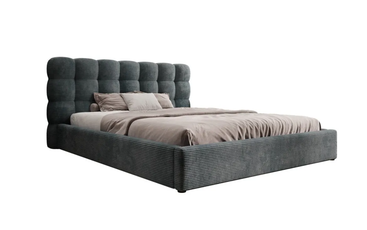 Designer Polsterbett Calivo in Cord mit Stauraum