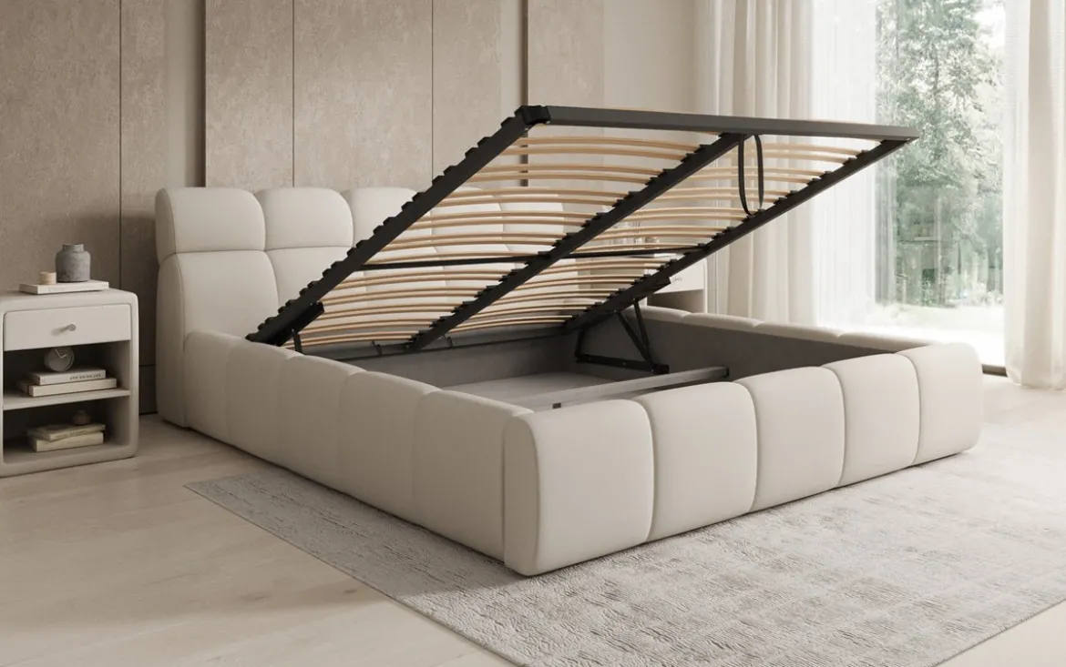 Designer Polsterbett Dallas Stoff mit Stauraum
