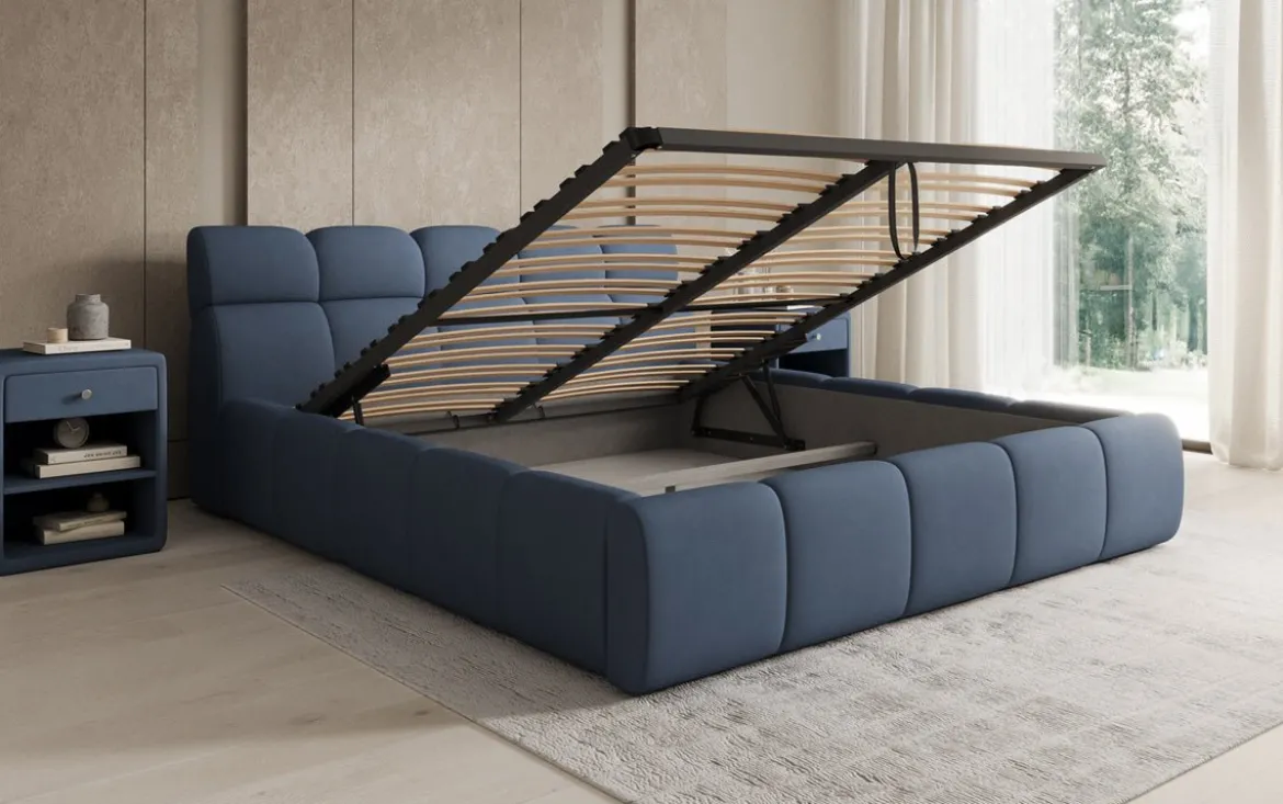 Designer Polsterbett Dallas Stoff mit Stauraum