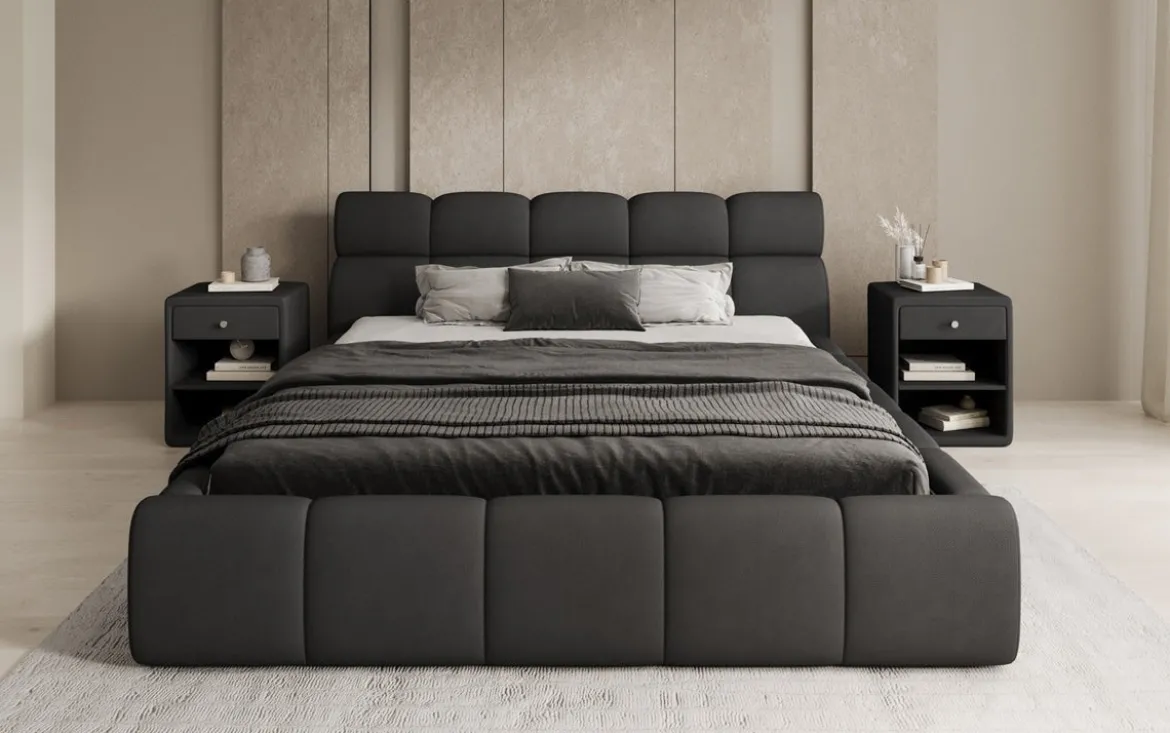 Designer Polsterbett Dallas Stoff mit Stauraum