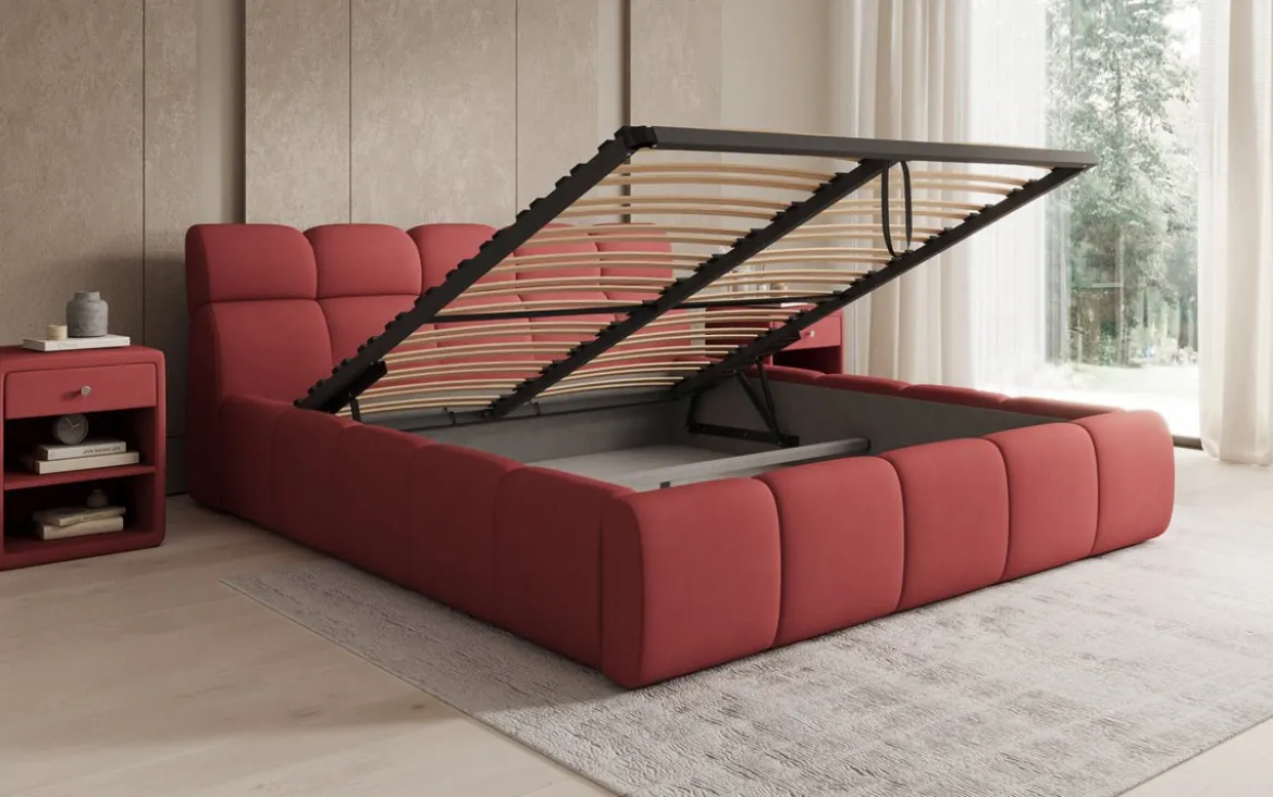 Designer Polsterbett Dallas Stoff mit Stauraum