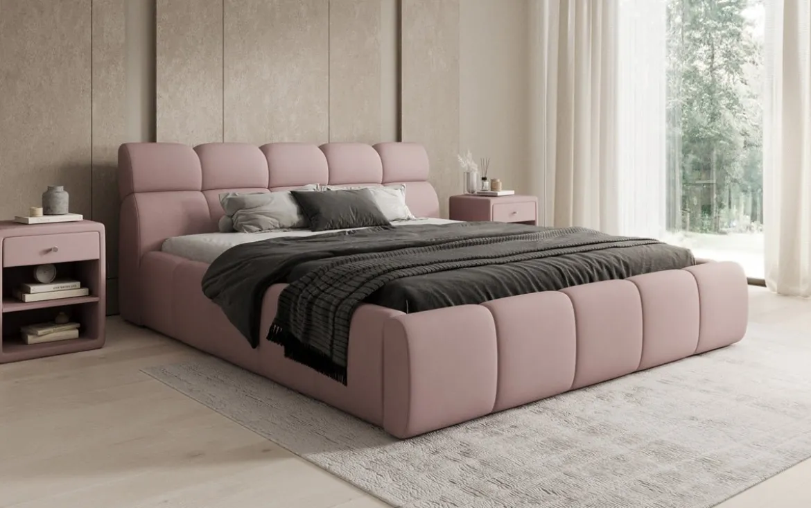 Designer Polsterbett Dallas Stoff mit Stauraum
