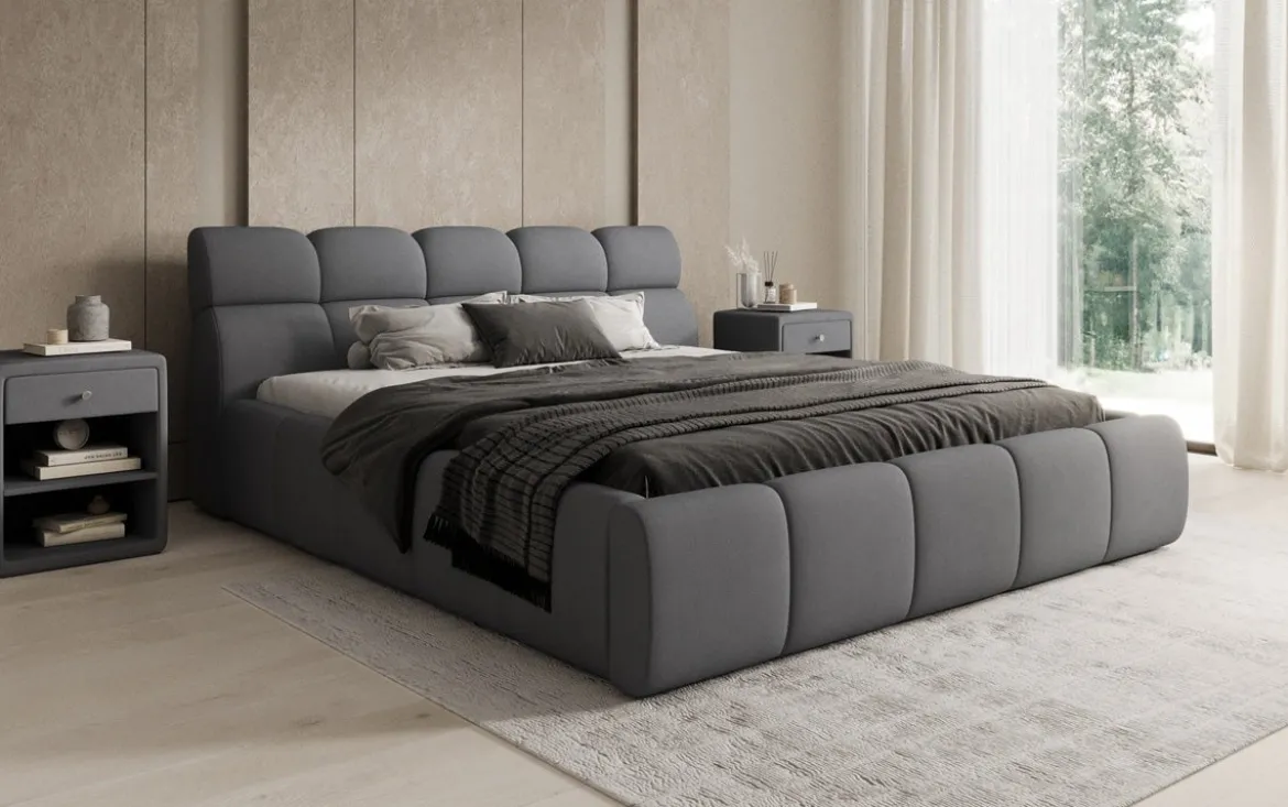 Designer Polsterbett Dallas Stoff mit Stauraum