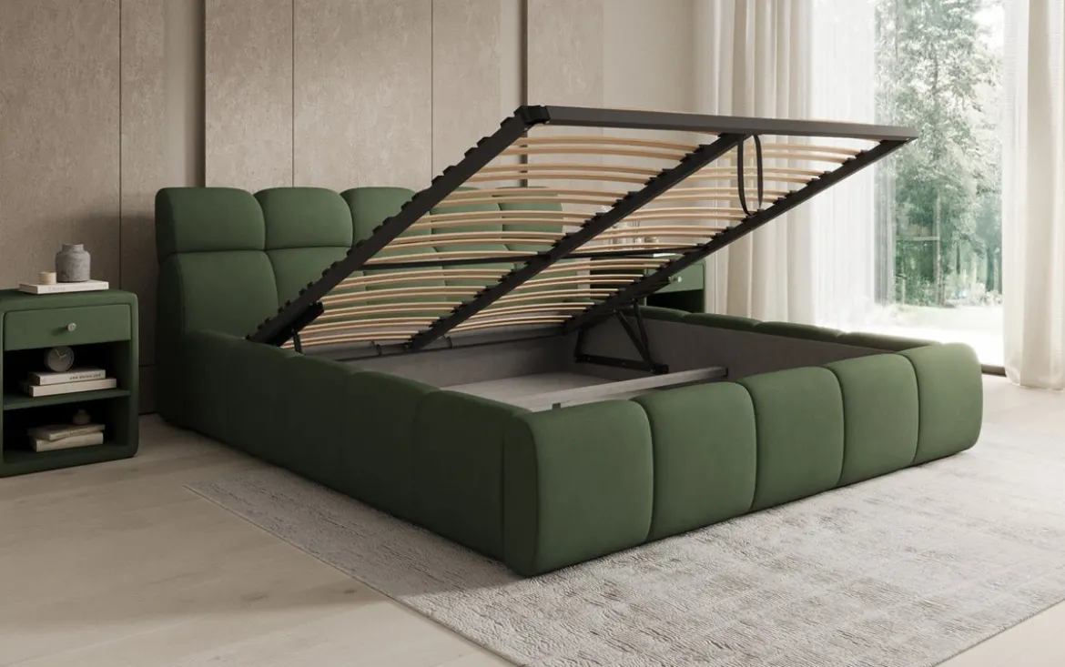Designer Polsterbett Dallas Stoff mit Stauraum