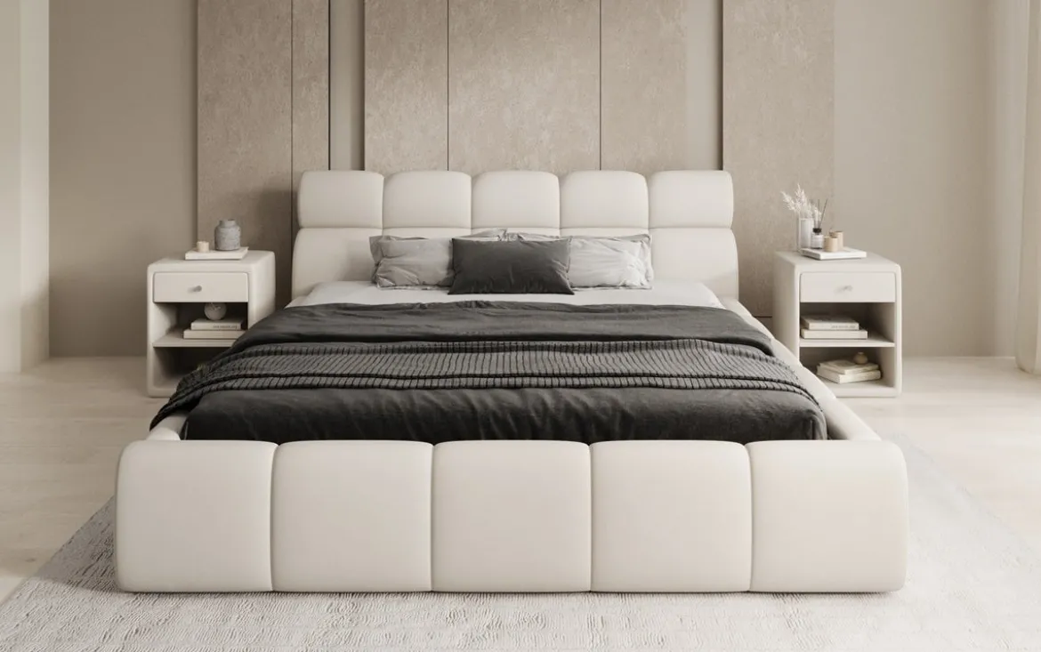 Designer Polsterbett Dallas Stoff mit Stauraum