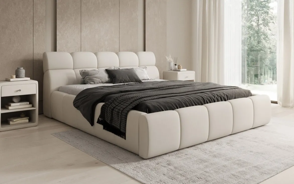 Designer Polsterbett Dallas Stoff mit Stauraum