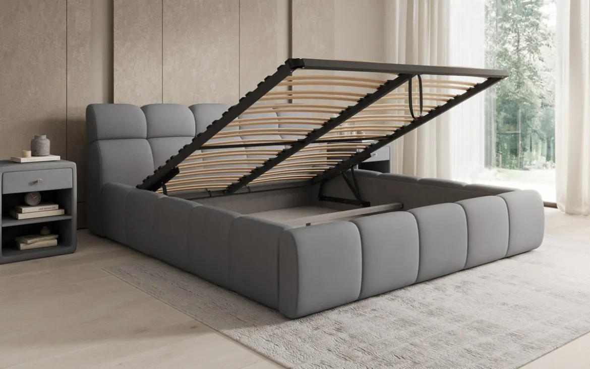 Designer Polsterbett Dallas Stoff mit Stauraum