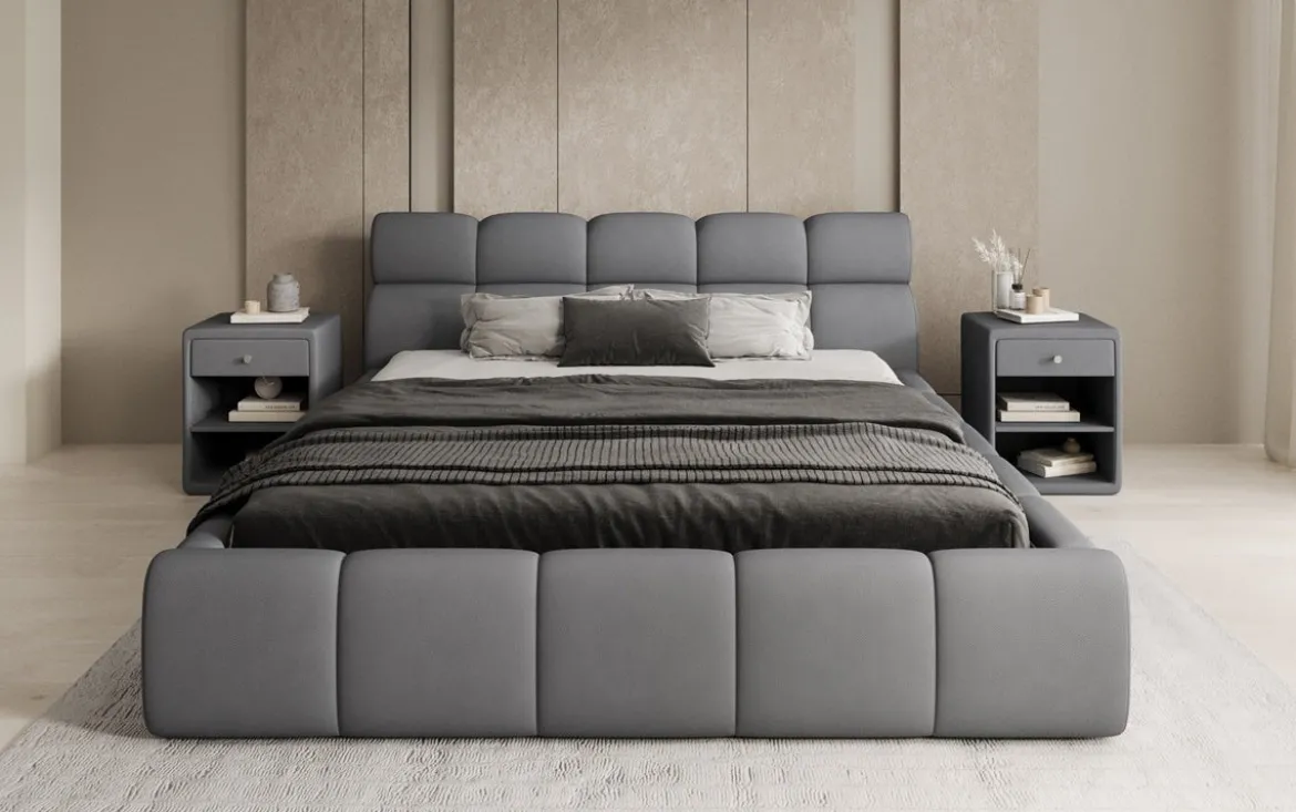Designer Polsterbett Dallas Stoff mit Stauraum