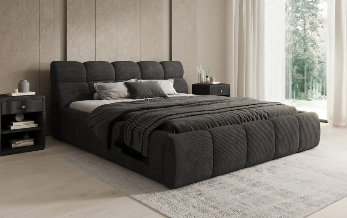 Designer Polsterbett Dallas Cord mit Stauraum