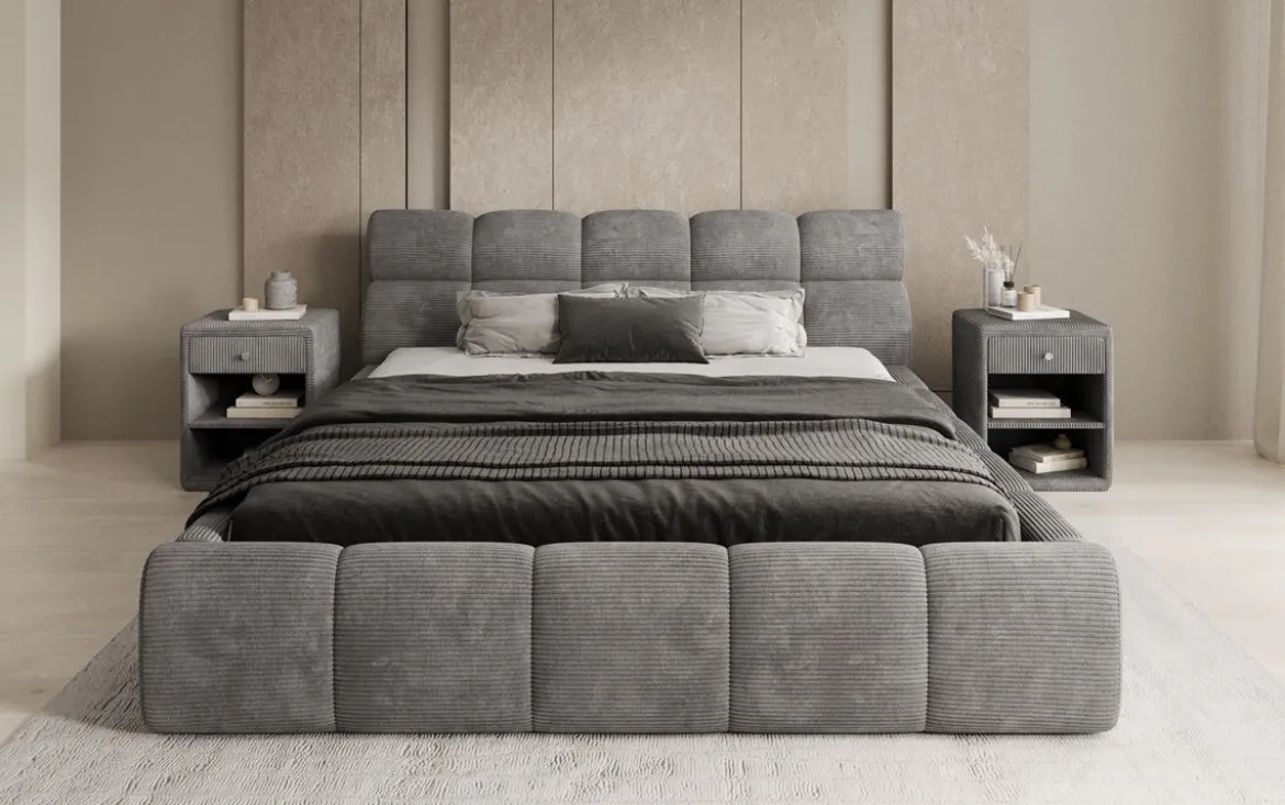 Designer Polsterbett Dallas Cord mit Stauraum