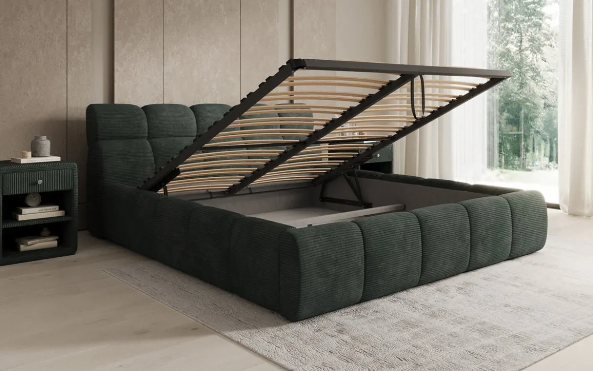 Designer Polsterbett Dallas Cord mit Stauraum