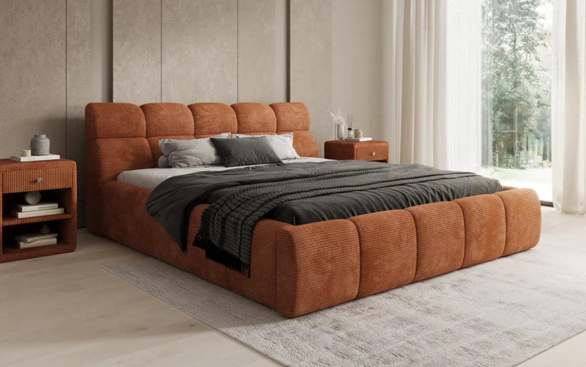 Designer Polsterbett Dallas Cord mit Stauraum