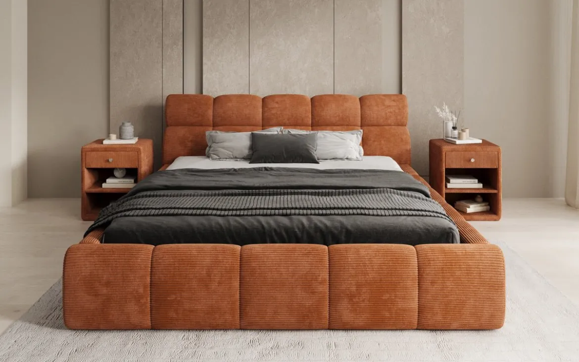 Designer Polsterbett Dallas Cord mit Stauraum