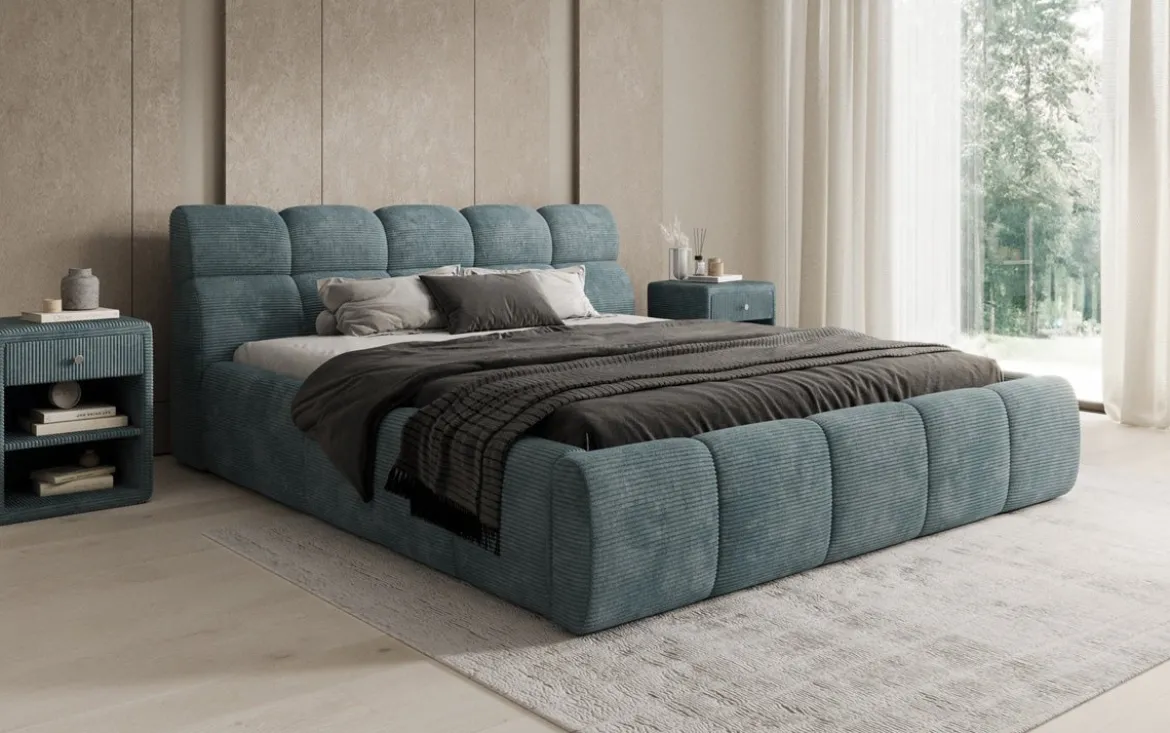 Designer Polsterbett Dallas Cord mit Stauraum