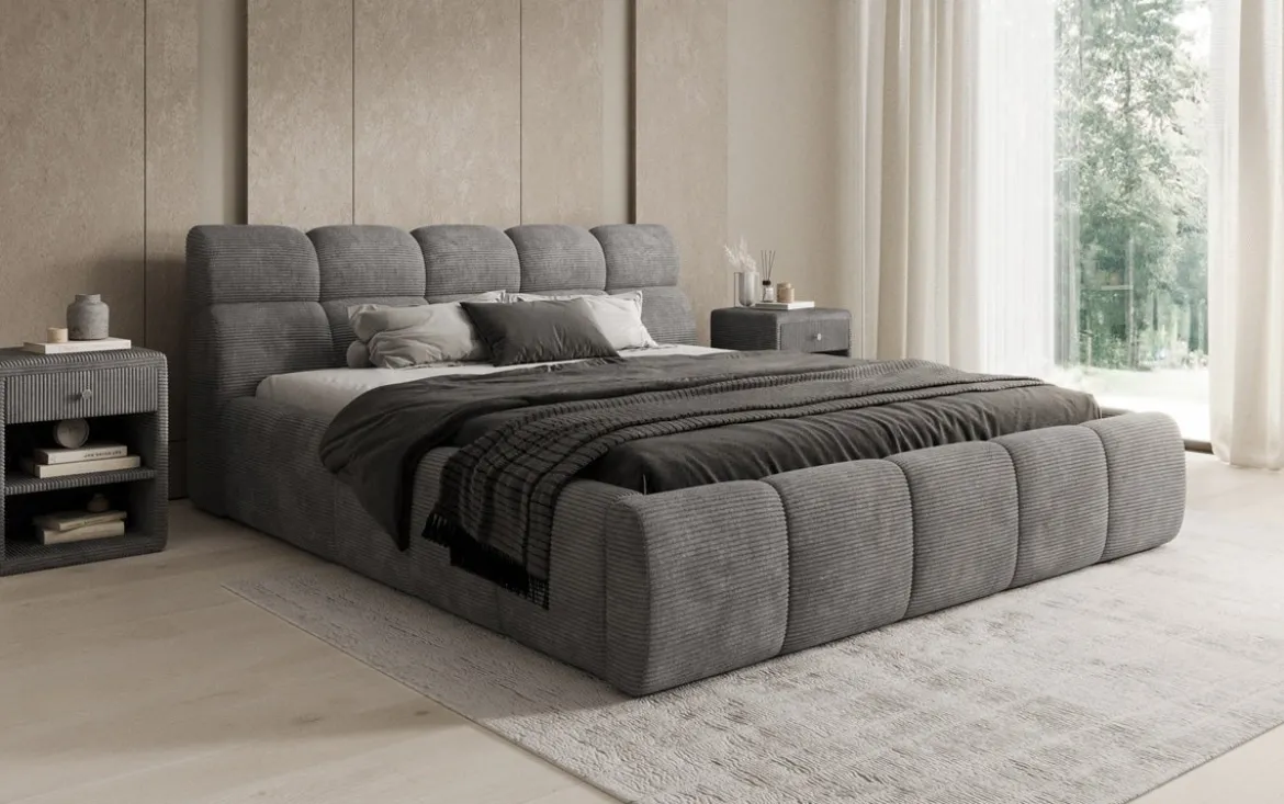 Designer Polsterbett Dallas Cord mit Stauraum