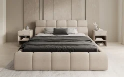 Designer Polsterbett Dallas Bouclé mit Stauraum