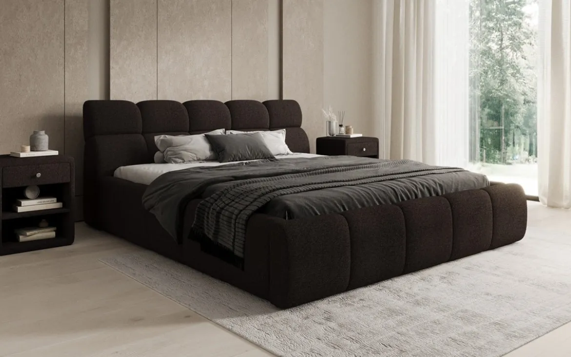 Designer Polsterbett Dallas Bouclé mit Stauraum