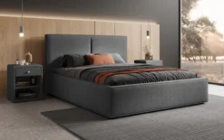 Designer Polsterbett Elara in Bouclé mit Stauraum