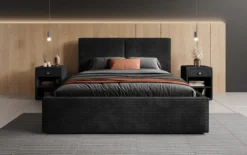 Designer Polsterbett Elara in Cord mit Stauraum