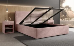 Designer Polsterbett Elara in Cord mit Stauraum