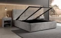 Designer Polsterbett Elara in Cord mit Stauraum