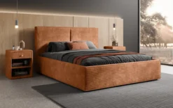 Designer Polsterbett Elara in Cord mit Stauraum