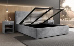 Designer Polsterbett Elara in Cord mit Stauraum