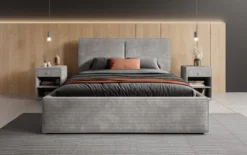 Designer Polsterbett Elara in Cord mit Stauraum