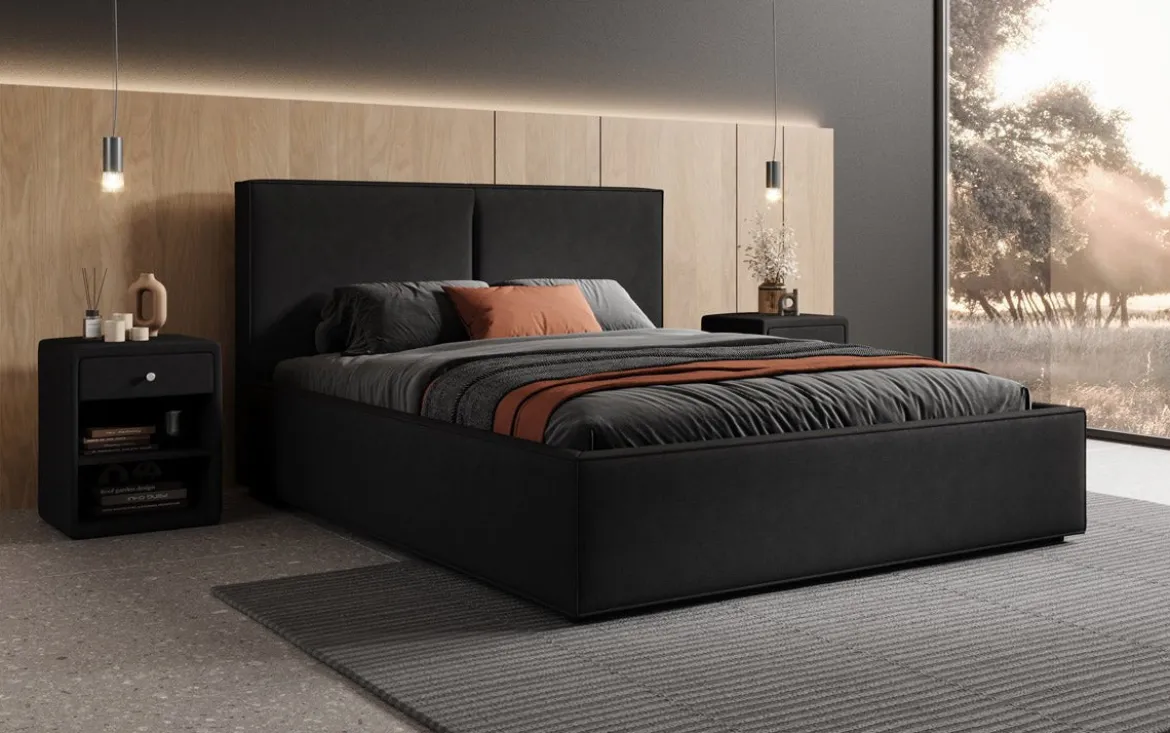 Designer Polsterbett Elara in Stoff mit Stauraum