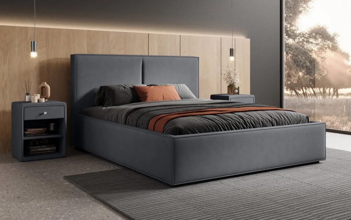 Designer Polsterbett Elara in Stoff mit Stauraum