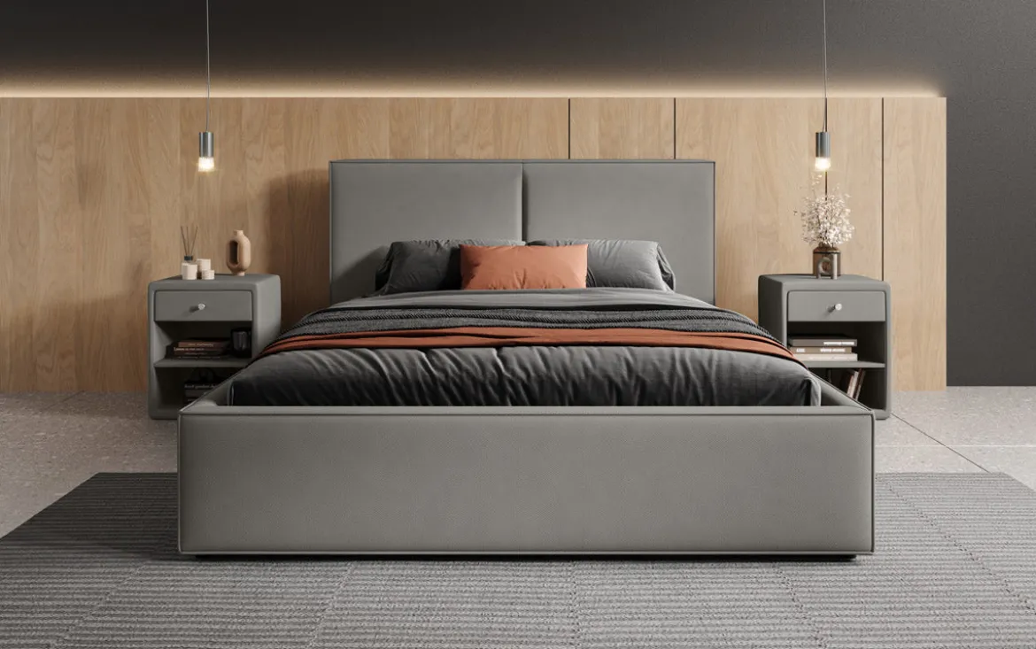 Designer Polsterbett Elara in Stoff mit Stauraum