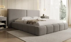 Designer Polsterbett Elise in Teddy Bouclé mit Stauraum