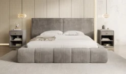 Designer Polsterbett Elise in Cord mit Stauraum