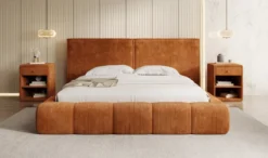 Designer Polsterbett Elise in Cord mit Stauraum