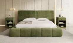 Designer Polsterbett Elise in Cord mit Stauraum
