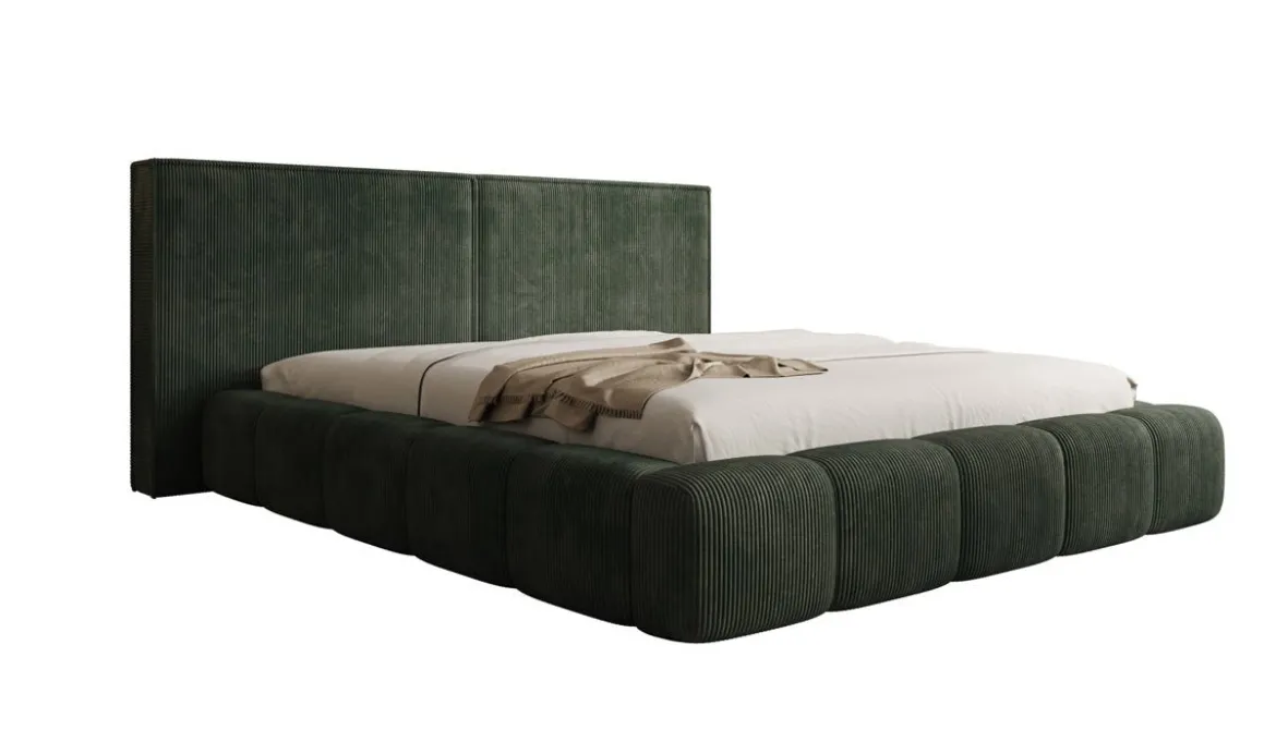 Designer Polsterbett Elise in Cord mit Stauraum