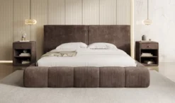 Designer Polsterbett Elise in Cord mit Stauraum