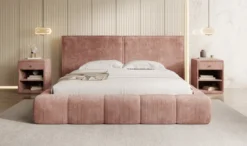 Designer Polsterbett Elise in Cord mit Stauraum