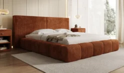 Designer Polsterbett Elise in Cord mit Stauraum