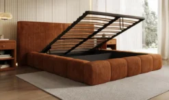 Designer Polsterbett Elise in Cord mit Stauraum