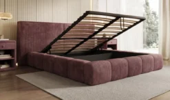 Designer Polsterbett Elise in Cord mit Stauraum