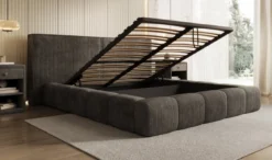 Designer Polsterbett Elise in Cord mit Stauraum