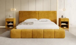 Designer Polsterbett Elise in Cord mit Stauraum